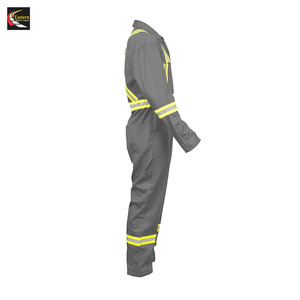 Costumes de travail ignifuges en coton haute visibilité 2 pièces veste pantalon uniforme de travailleur huile gaz réfléchissant sécurité résistant aux flammes FR FRC vêtements de travail - Product Image 4