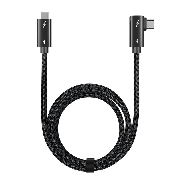 Thunderbolt 4 Full-Function 8K 100W Fast Charging Coaxial Type-C Data Cable 90 Degree Nylon Jacket for Computer Use