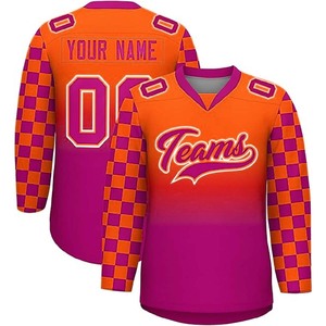 Maillot de hockey sur glace homme personnalisé manches longues brodé sublimation col V qualité professionnelle - Product Image 3