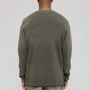 เสื้อสเวตเชิ้ตผ้าฟลีซผสมผ้าฝ้ายสีเขียวมะกอกเข้มแบบยูนิเซ็กซ์ ทรงโอเวอร์ไซส์ คอกลม สไตล์สตรีทแวร์ลำลอง อุ่นสบายสำหรับฤดูหนาว แบบเรียบง่าย - Product Image 4