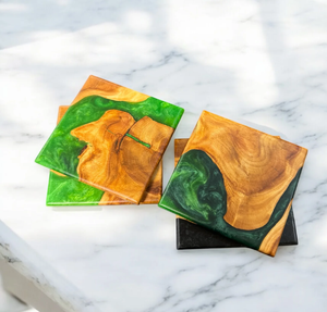 Posavasos de madera de resina epoxi clásico para regalo de inauguración de la casa Posavasos de taza de resina y madera de la mejor calidad - Product Image 2