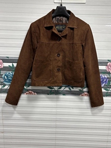 Chaqueta de Mujer de Alta Calidad, Cruzada, Cortavientos, para Otoño e Invierno, de Gamuza Marrón Real, Forro de Poliéster y Seda - Product Image 4