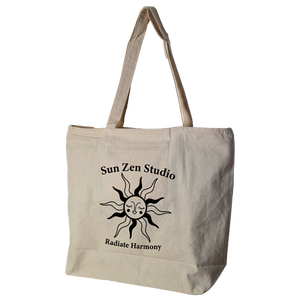 Bolsas de compras de lona pesada de algodón personalizables con cremallera y bolsillo interior. Dimensiones generosas 20 "W X 15" H X 5 "Gusset - Product Image 2