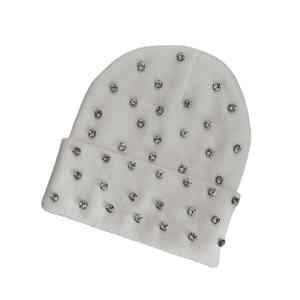 <b>Women</b> Thick Knit Crystals Beanie Stones Neon Orange Warm Sports Skull <b>Cap</b> Hot Pink White Rhinestones Winter Hat Beanie - Product Image 4