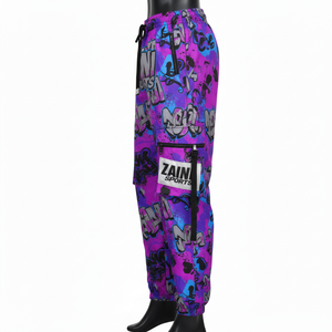 กางเกงวินด์เบรกเกอร์ผู้หญิง คุณภาพสูง โพลีเอสเตอร์ นุ่ม ทนลม สีม่วง สไตล์สตรีท รับสกรีนโลโก้ กางเกงวินด์เบรกเกอร์ - Product Image 3