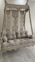 Hamac suspendu en coton avec cordon en macramé Double balançoire Style Boho tissé à la main suspendu extérieur intérieur adulte Double balançoire chaise