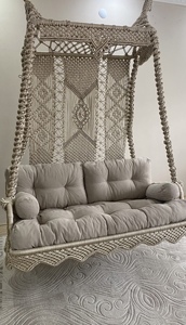 Hamaca colgante de cordón de algodón de macramé, columpio doble, estilo bohemio, tejido a mano, colgante para exteriores, interior, silla columpio doble para adultos - Product Image 6