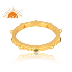 Nueva tendencia, anillo de piedras preciosas de Esmeralda Natural chapado en oro de 18 quilates de latón, joyería fina Demi para mujer, regalo para ella - Product Image 4