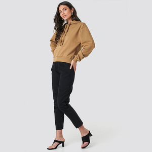 Women Oversized Drop Shoulder Short Hoodie Custom Cropped 100% Cotton Pullover Streetwear <b>Plain</b> <b>Sweatshirt</b> Women's Hoodies - Product Image 4