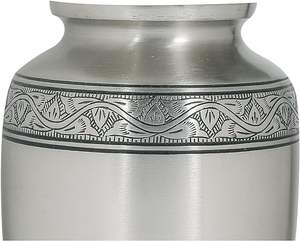 Urnes de crémation pour adultes de haute qualité Conception de bande en aluminium argenté avec collection de cendres Recherche mondiale Fournitures funéraires indiennes - Product Image 1