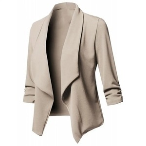 Más chaqueta de mujer de Color sólido Slim Fit Blazer temperamento abrigo de mujer de manga larga de Color sólido traje de cuello chaqueta de traje corto - Product Image 1