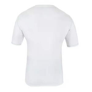 2024 llegada hombres blanco 100% algodón sin costuras gimnasio desgaste manga corta compresión Tops para la venta hombres Rash Guards - Product Image 4