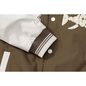 Chaqueta universitaria moderna ajustada para hombre en sarga ligera con acanalado en contraste Chaqueta universitaria de Estilo Vintage para hombre - Product Image 6