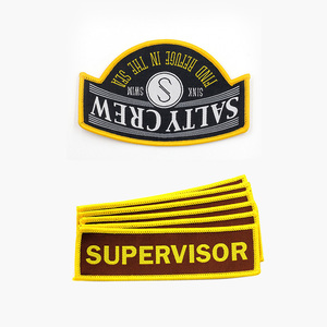 Logo personnalisé vêtements patchs sergé tissu tissé brodé vêtement patchs coeur fleur formes couleur personnalisée PVC toile paillettes - Product Image 6