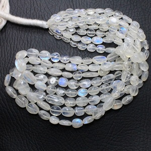 ลูกปัดสีรุ้งสีขาวรูปวงรีเรียบลูกปัดสีฟ้าสีฟ้าสีรุ้งสีขาวมูนสโตน5X8MM 11X9MM ประมาณ15 'นิ้ว - Product Image 4