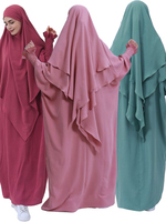 Ensemble 2 pièces élégant et modeste pour femme, Abaya longue, Robe Khimar, Robe de prière intégrale, Hijab, Tissu de style ethnique, Nouveau