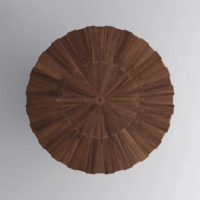 Table à manger ovale Riva, structure en teck massif moderne, finition couleur noyer, haute qualité, portable, pour intérieur et extérieur, meubles de maison