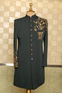 New Elegant and Beautiful Zari Embroidery Sherwani with <b>Pant</b> Dress Matching Shoe for Weddings Parties Plus Size Wedding Suit - Product Image 2