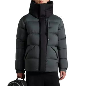 Men's Puffer Padded <b>Coat</b> Double Layer Zipper Stand Collar Hooded Reversible Grey Canvas Waterproof Quick <b>Dry</b> Winter Streetwear - Product Image 2