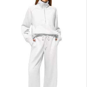 ชุดวอร์มผ้าฝ้ายออร์แกนิก2ชิ้นสำหรับ100% ชุดวอร์มลำลองแบบกำหนดเองดีไซน์ใหม่มีซิป - Product Image 3