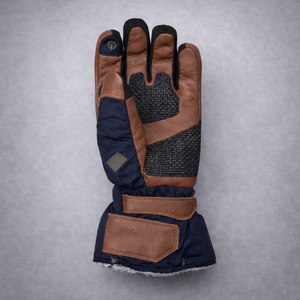 Gants de moto en cuir grainé de haute qualité, marron, isolation de haute qualité, tissu imperméable, fonction écran tactile, doigts entiers, crochet - Product Image 6