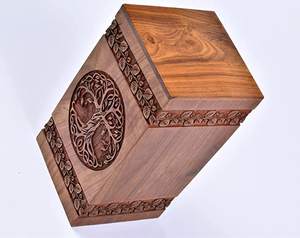 Urna Rectangular Multifuncional Hecha a Mano de Madera de Palisandro para Cenizas Humanas, Diseño Árbol de la Vida, Urna Funeraria Artesanal para Cremación - Product Image 4