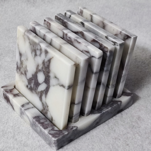 แผ่นรองแก้วหินหินอ่อนทรงกลมแบบมีแผ่นรองจานสำหรับวางบนโต๊ะ - Product Image 1