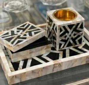 Ensemble de plateaux à bakhoor en incrustation d'os élégant, parfait pour l'exposition d'encens aromatiques dans des environnements domestiques luxueux - Product Image 4