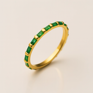 Emerald Cut Zircon <b>Couple</b> <b>Ring</b> Gold Plated Fine Geometric Jewelry - Product Image 4