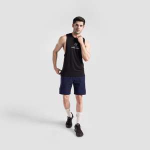 Short de compression Micro Fit 2.0 bleu marine 100 % polyester XXS style bermuda motif long logo design sportif 2-en-1 épais - Product Image 4