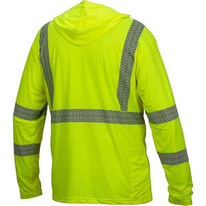 Camisa de seguridad de alta visibilidad con rayas reflectantes amarillas neón, manga larga, ligera, para trabajo de construcción y obras viales. - Product Image 2
