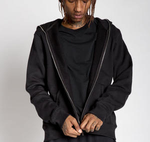 Personnalisé 380 500gsm hommes français éponge polaire partout impression strass Boxy recadrée visage complet demi fermeture éclair à capuche hommes - Product Image 5