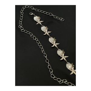 Ceinture pour femme avec détails coquille Saint-Jacques et étoile, ceinture pour robe, ceinture pour jupe, ceinture pour pantalon - Argent - Product Image 3