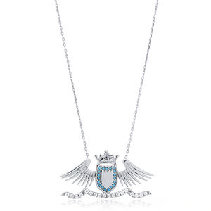 จี้สร้อยคอจี้มงกุฎและปีกเทอร์ควอยซ์เครื่องประดับสเตอร์ลิงทำด้วยมือสไตล์ตุรกี925 - Product Image 5