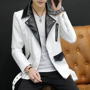 Chaqueta de cuero para hombre de alta calidad personalizada 2022, chaqueta de otoño estampada a la moda con decoración bordada - Product Image 4