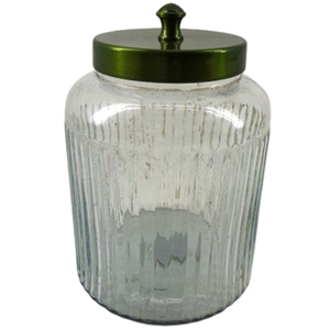 Home Decorative Metal & <b>Glass</b> Jar With Lid Green Transparent PC <b>Container</b> Jar for Table Top Kitchenware Decoration - Product Image 1