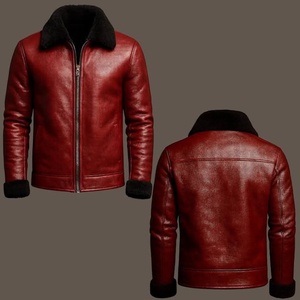 Manteau en cuir d'agneau véritable surdimensionné pour femmes avec fermeture éclair en soie, vestes en daim rayées de style aviateur pour le printemps et l'hiver - Product Image 6