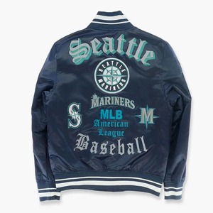Venta al por mayor satén Letterman Chaqueta ligera brillante Varsity chaqueta con botones a presión y puños acanalados - Product Image 6