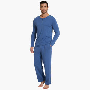 Conjuntos de Pijamas de Bambú Viscosa para Hombre, Personalizados OEM ODM, 2 Piezas, Manga Larga, con Bolsillos, Ecológicos, Sostenibles y de Lujo - Product Image 1