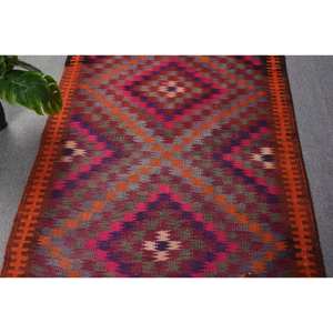 Turkish Kilim Rug 3.8 X 12.2ft <b>Red</b> Orange Flat Weave Jute <b>Latex</b> Backing Large Area Patchwork Pattern for Teenagers for Hallway - Product Image 5