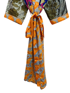 Patchwork Kimono Robe Bikini Cover Up Night Wear Long Robe, Kimono Sari en soie recyclée vintage indien fait à la main, - Product Image 3