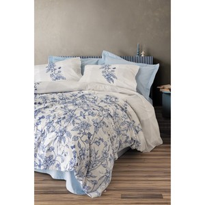 Parure de lit Linora en coton bleu, motif floral et dessin animé, taille simple, 4 ou 6 pièces, pour la maison, Noël et les fêtes - Product Image 1