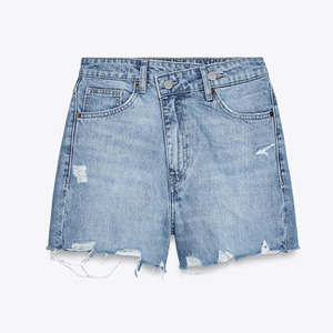 Mid <b>Waist</b> Cross <b>Denim</b> Women <b>Shorts</b> Fashionable Double Button <b>Waist</b> Casual <b>Ripped</b> Raw Hems Summer Wear <b>Denim</b> Hot <b>Shorts</b> for Women - Product Image 5