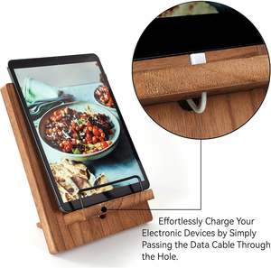 Soporte de madera para libros de cocina, soporte para recetas: soporte para libros de cocina de granja para mostrador de cocina, soporte ajustable rústico - Product Image 3