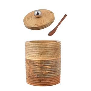 Stylish Wooden Food Container for Home & Office Use Multi-Purpose Travel <b>Jar</b> <b>with</b> Dishwasher Safe Flip Top <b>Lid</b> - Product Image 6