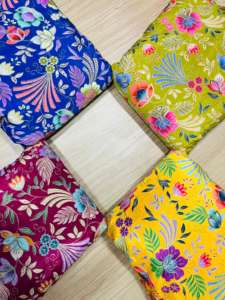 Tissu brodé Chinon écologique, respirant, à séchage rapide, imprimé par transfert thermique, motif floral brodé intensément pour hauts de filles - Product Image 4