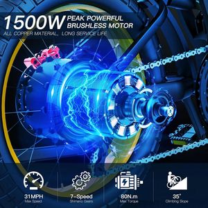 Bici elettrica per adulti con telaio in alluminio 12V 70Ah batteria al litio 1500-3000W motore 93-145 miglia 31-37, 5mph - Product Image 2