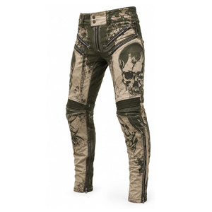 Pantalon de moto pour homme en cuir/Cordura, imprimé crâne, respirant, imperméable, ignifuge, anti-UV, toutes saisons - Product Image 2