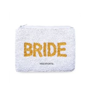 Porte-monnaie perlé en forme de cœur avec inscription MRS, fermeture à glissière, accessoire élégant pour fête de mariage pour femmes - Product Image 5