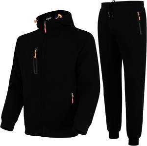 Survêtements pour hommes 2 pièces ensembles de survêtements en polaire jogging ensembles tenues décontractées pour hommes, noir 3XL - Product Image 1